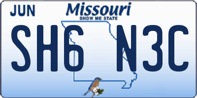 MO license plate SH6N3C