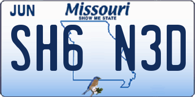 MO license plate SH6N3D