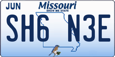 MO license plate SH6N3E