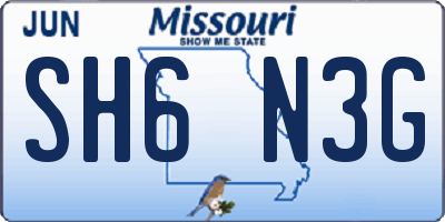 MO license plate SH6N3G
