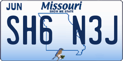 MO license plate SH6N3J