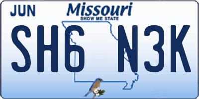 MO license plate SH6N3K