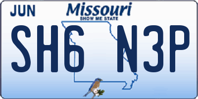 MO license plate SH6N3P