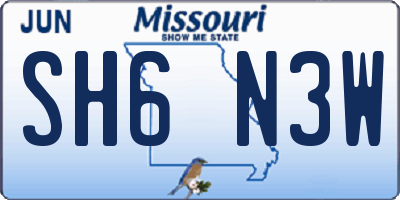 MO license plate SH6N3W