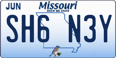 MO license plate SH6N3Y