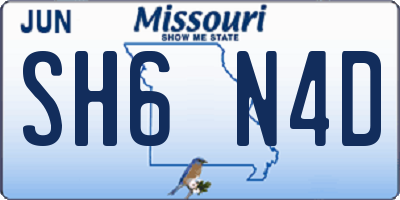 MO license plate SH6N4D