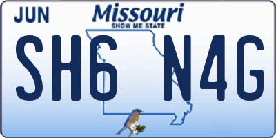 MO license plate SH6N4G