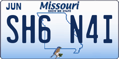 MO license plate SH6N4I