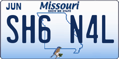 MO license plate SH6N4L