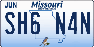 MO license plate SH6N4N
