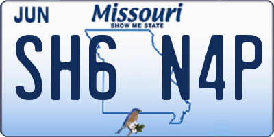 MO license plate SH6N4P