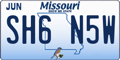MO license plate SH6N5W