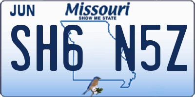 MO license plate SH6N5Z