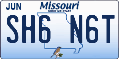 MO license plate SH6N6T