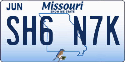 MO license plate SH6N7K