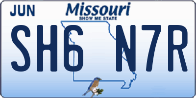 MO license plate SH6N7R