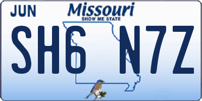 MO license plate SH6N7Z