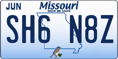 MO license plate SH6N8Z