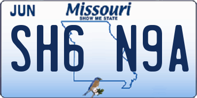 MO license plate SH6N9A