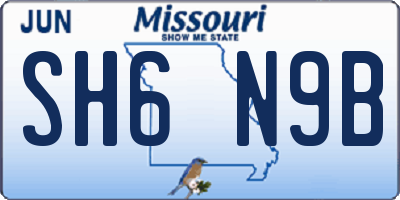 MO license plate SH6N9B