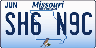 MO license plate SH6N9C