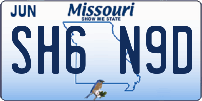 MO license plate SH6N9D