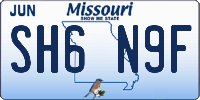 MO license plate SH6N9F