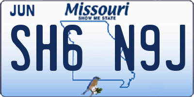MO license plate SH6N9J