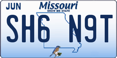 MO license plate SH6N9T