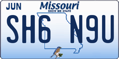 MO license plate SH6N9U