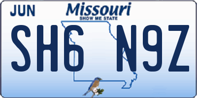 MO license plate SH6N9Z