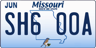MO license plate SH6O0A
