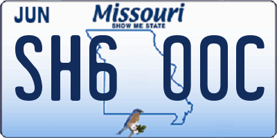 MO license plate SH6O0C