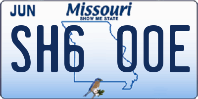 MO license plate SH6O0E