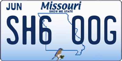 MO license plate SH6O0G