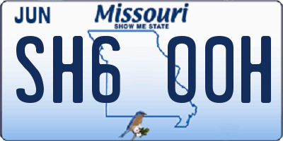 MO license plate SH6O0H