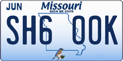 MO license plate SH6O0K