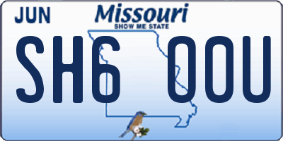 MO license plate SH6O0U