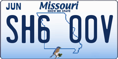 MO license plate SH6O0V