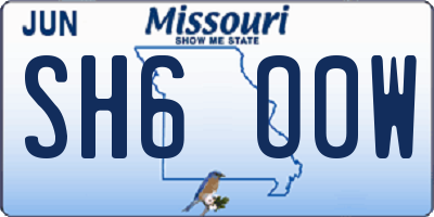 MO license plate SH6O0W