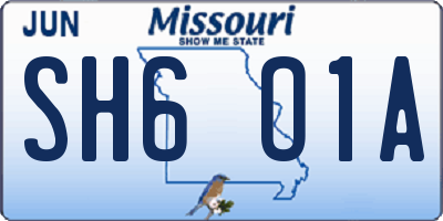 MO license plate SH6O1A