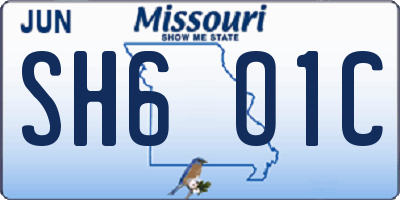 MO license plate SH6O1C