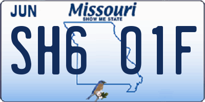 MO license plate SH6O1F