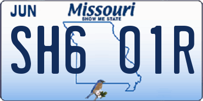 MO license plate SH6O1R