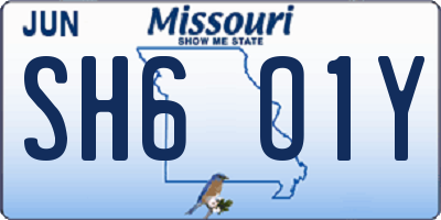 MO license plate SH6O1Y