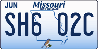 MO license plate SH6O2C