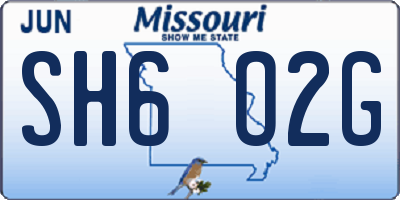 MO license plate SH6O2G