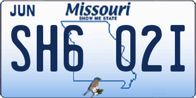MO license plate SH6O2I