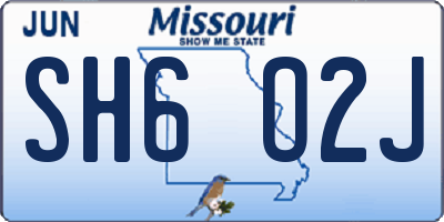 MO license plate SH6O2J