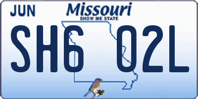 MO license plate SH6O2L